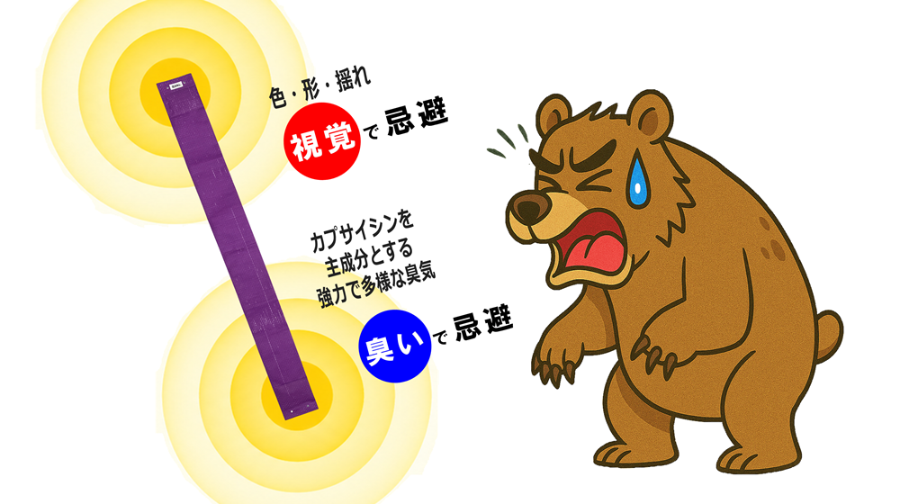 臭いと視覚でクマを忌避