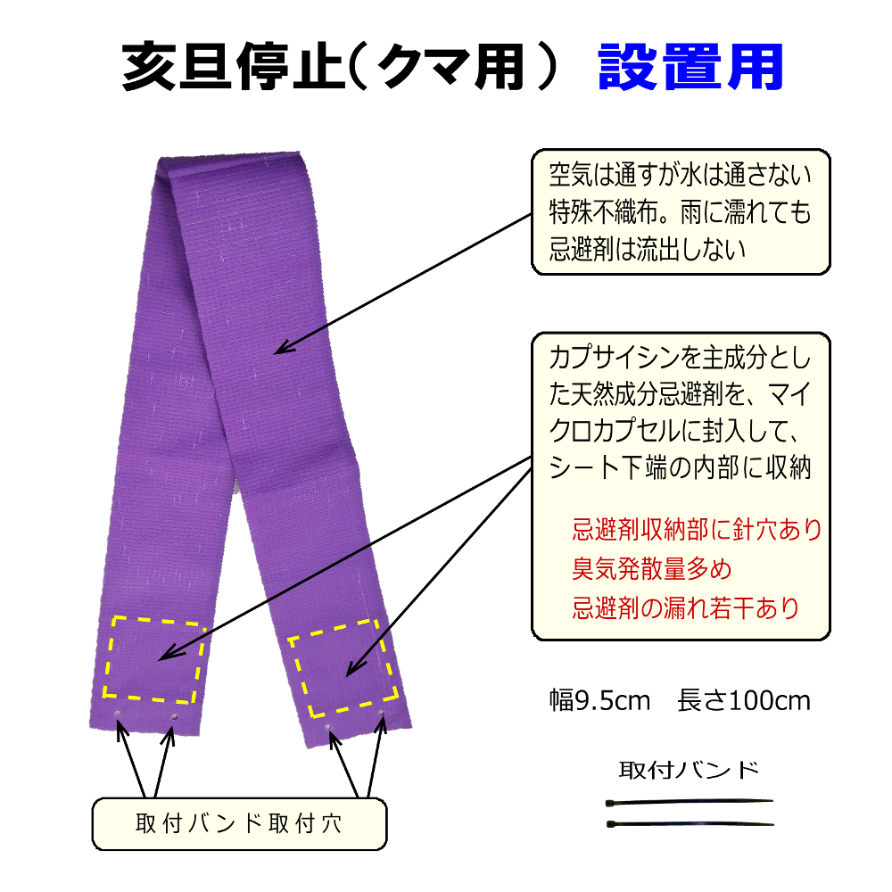 クマ忌避剤 亥旦停止（クマ用）設置用 ＜25枚セット＞｜カプサイシンの