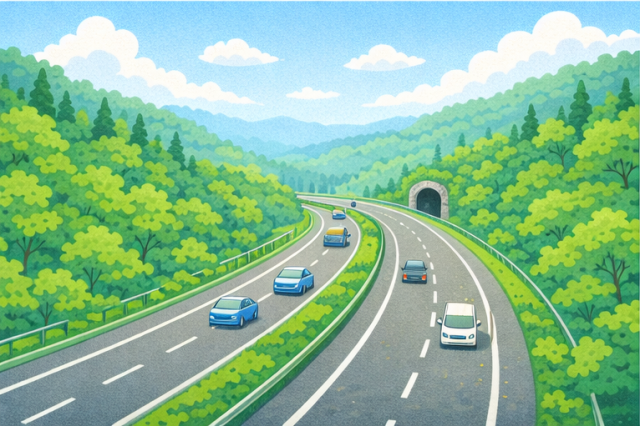 山間部の高速道路