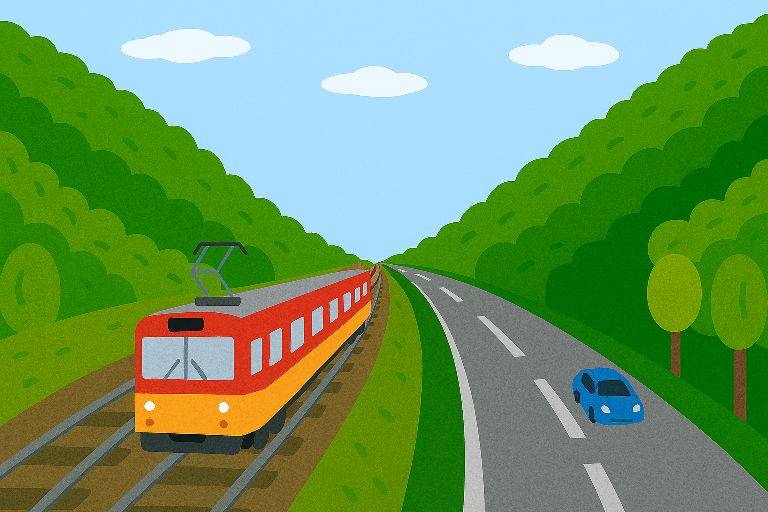 鉄道と国道が並行